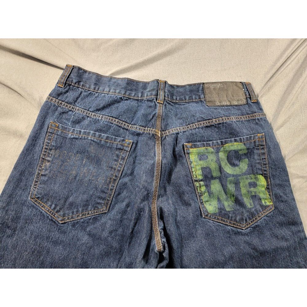 Rocawear Baggy wide leg Jeans‎ Men's 40x31 Blue Big Pocket Logo